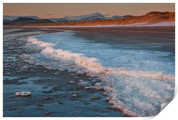  Ice on Harlech beach Print by Rory Trappe