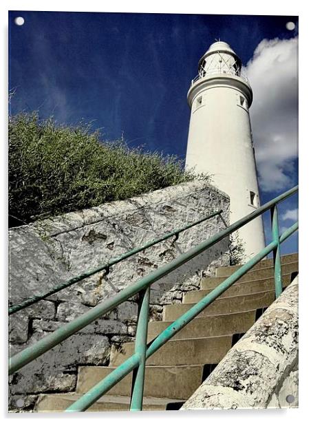 St Marys Lighthouse Acrylic by Alexander Perry