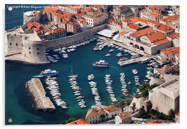 Marina in Old City of Dubrovnik Acrylic by Artur Bogacki