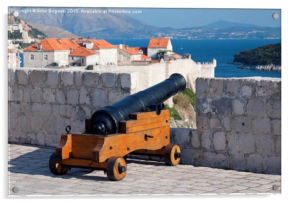 Cannon in Fort Lovrijenac Dubrovnik Defense Acrylic by Artur Bogacki