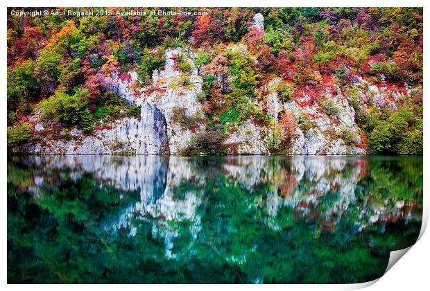 Autumn Reflections of Lake and Mountain Print by Artur Bogacki