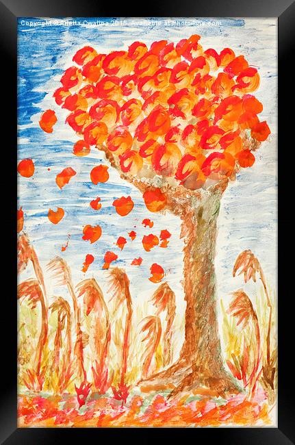 Autumn tree on the wind Framed Print by Arletta Cwalina