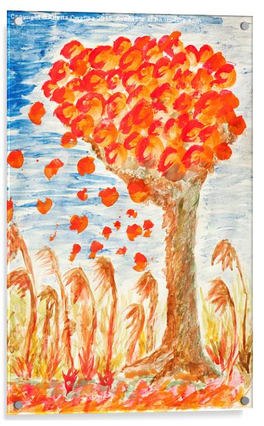 Autumn tree on the wind Acrylic by Arletta Cwalina