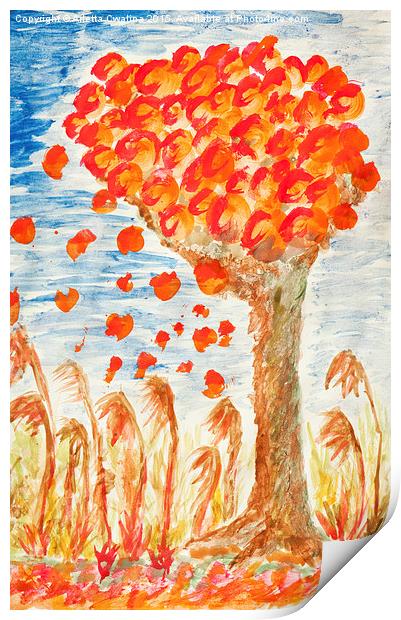 Autumn tree on the wind Print by Arletta Cwalina