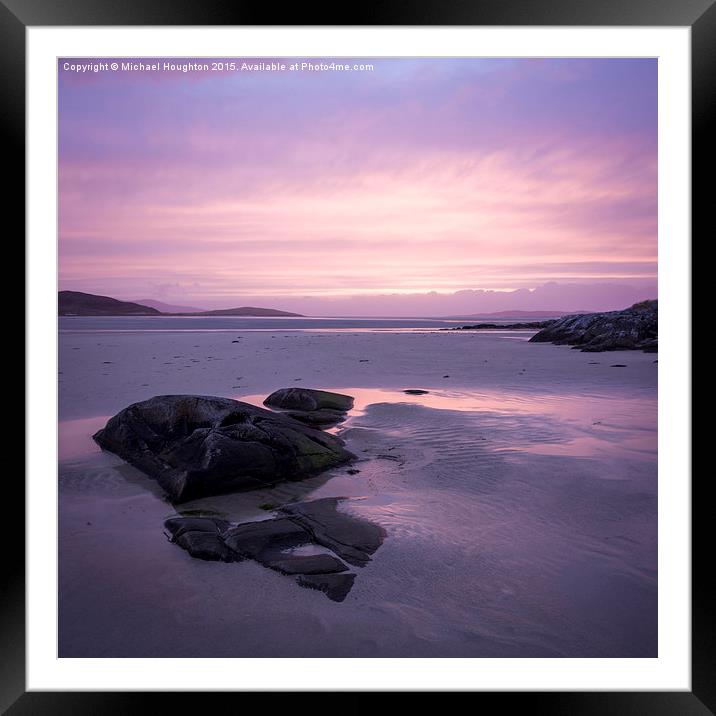 Pink sunset at Luskentyre Framed Mounted Print by Michael Houghton