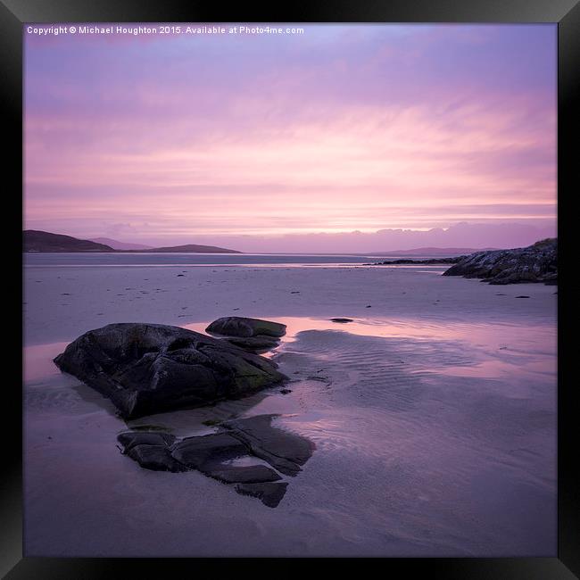 Pink sunset at Luskentyre Framed Print by Michael Houghton