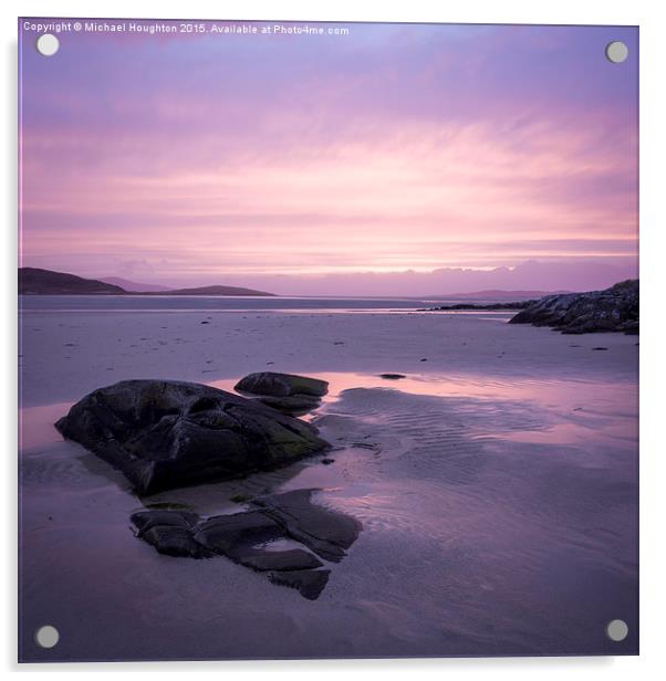 Pink sunset at Luskentyre Acrylic by Michael Houghton