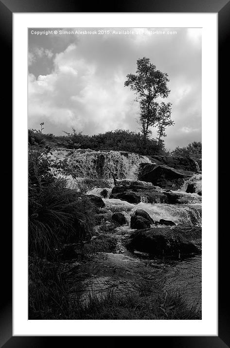  Nantcol Waterfalls Framed Mounted Print by Simon Alesbrook
