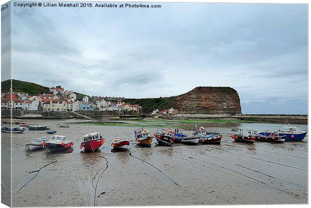  Staithes Harbour. Canvas Print by Lilian Marshall