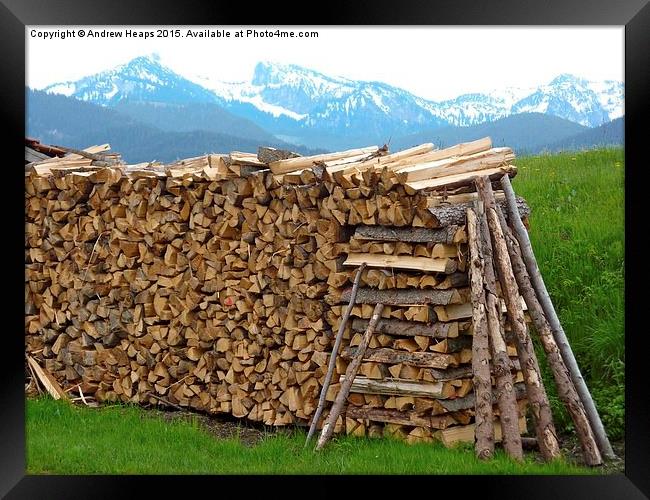  Austrian Wood Pile Framed Print by Andrew Heaps
