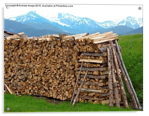  Austrian Wood Pile Acrylic by Andrew Heaps