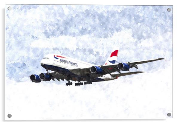 British Airways Airbus A380 Art Acrylic by David Pyatt