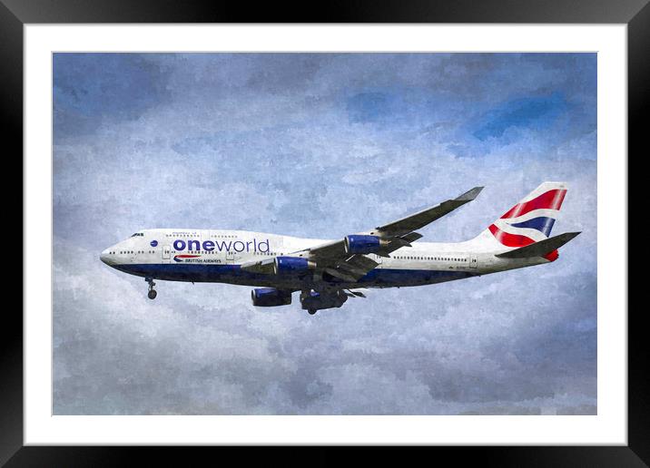 One World Boeing 747 Art Framed Mounted Print by David Pyatt
