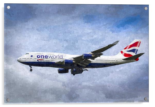 One World Boeing 747 Art Acrylic by David Pyatt