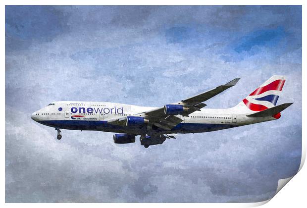 One World Boeing 747 Art Print by David Pyatt