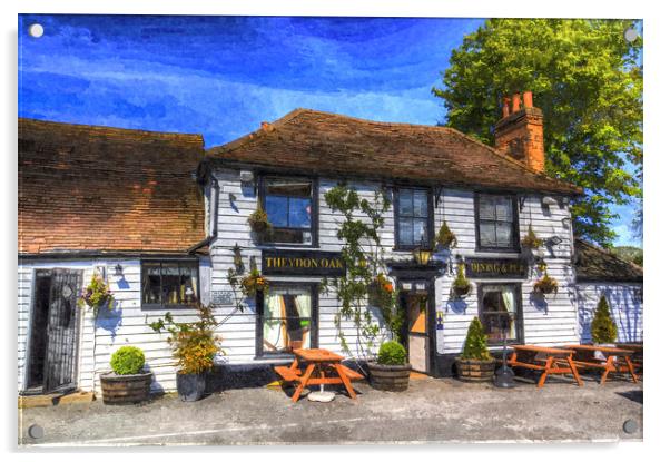 The Theydon Oak Pub Art Acrylic by David Pyatt