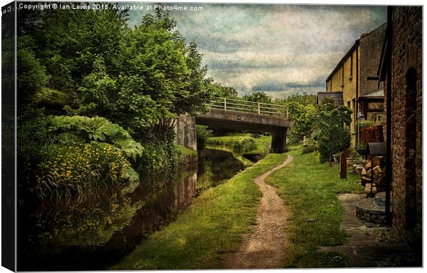  Canalside Cottages at Talybont Canvas Print by Ian Lewis