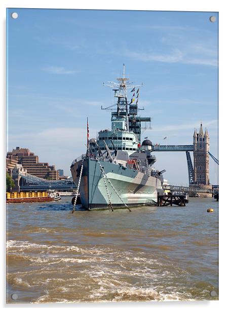 HMS Belfast The floating Naval Museum Acrylic by Terry Senior