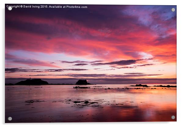 Sunrise over the Island of Fidra East Lothian  Acrylic by David Irving