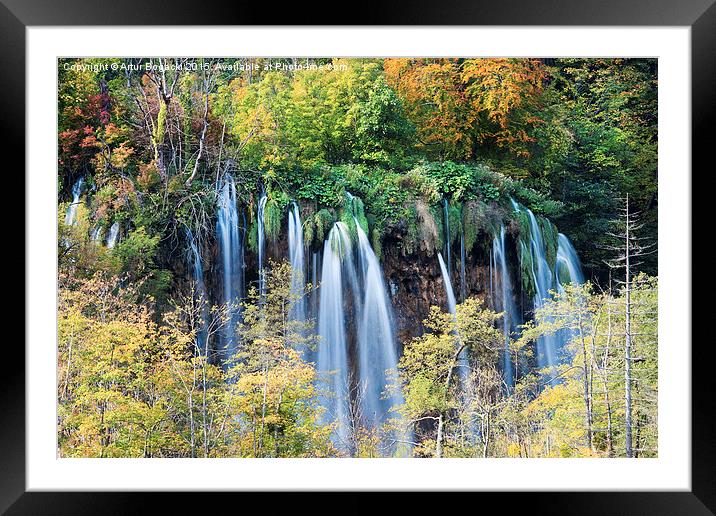 Autumn Foliage and Waterfall Framed Mounted Print by Artur Bogacki