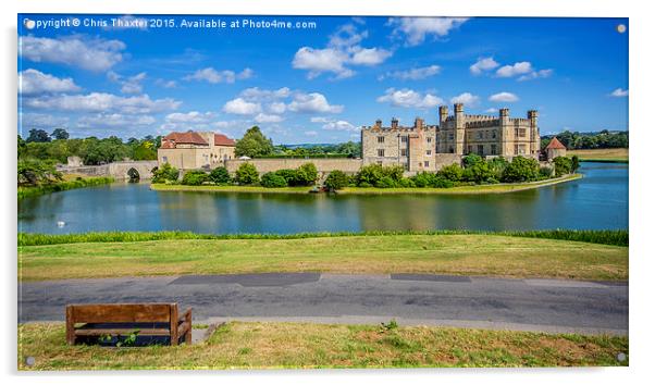 Leeds Castle Bench View 2 Acrylic by Chris Thaxter