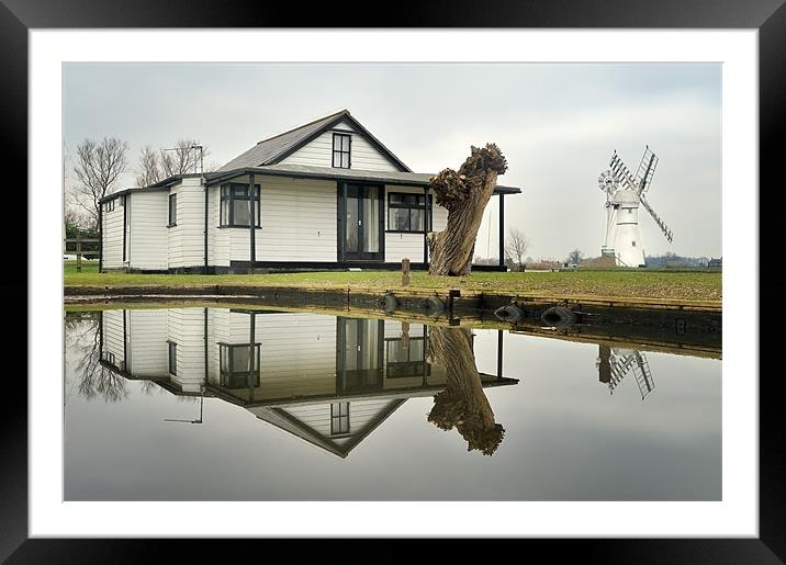 White lodge and mill Framed Mounted Print by Stephen Mole