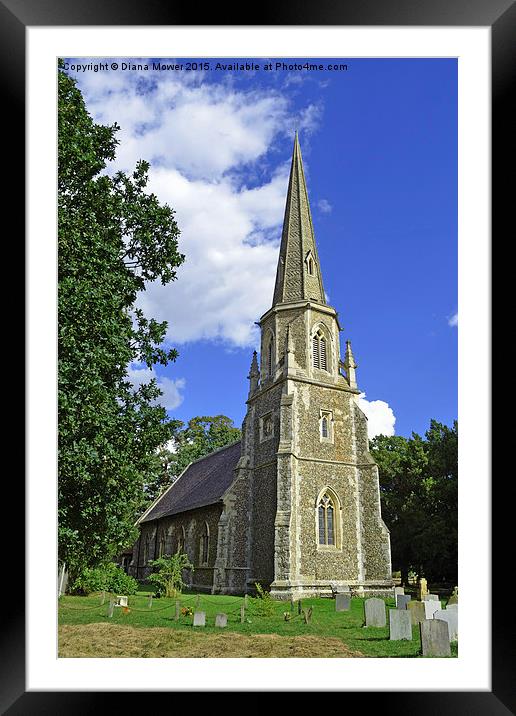 St James, Greenstead Green Framed Mounted Print by Diana Mower