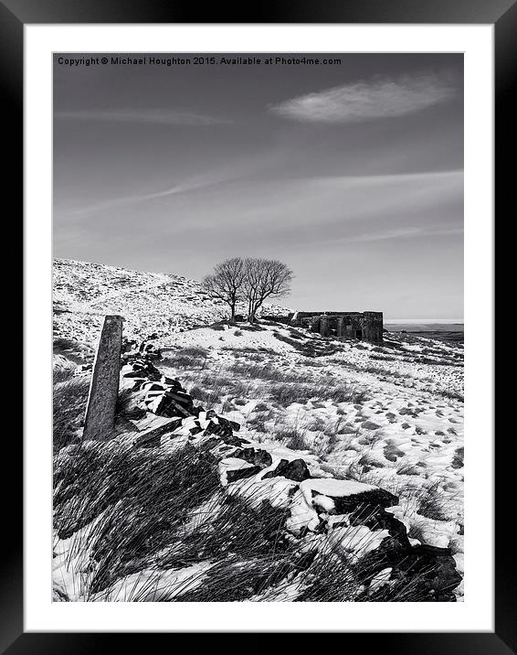 Top Withens in the Snow Framed Mounted Print by Michael Houghton