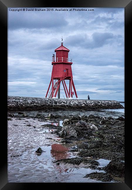 Herd Groyne Lighthouse, South Shields Framed Print by David Graham