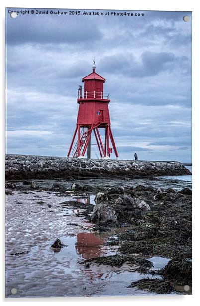 Herd Groyne Lighthouse, South Shields Acrylic by David Graham