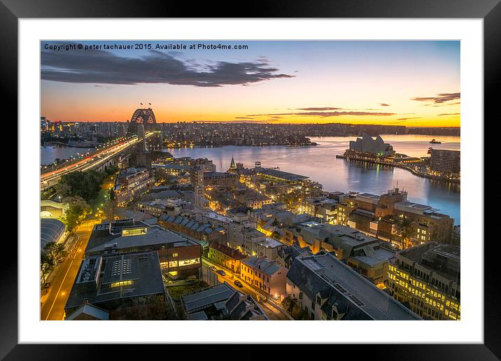 Sydney Dawning Framed Mounted Print by peter tachauer