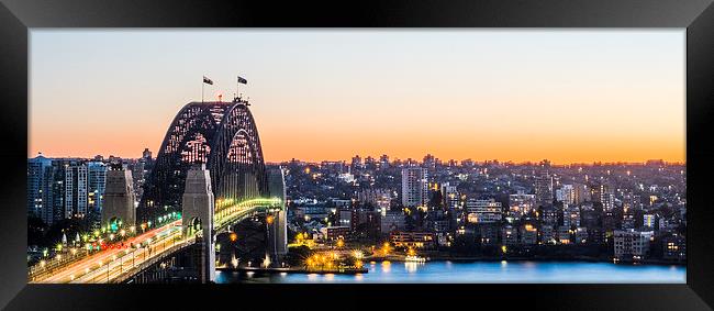 Sydney Dawn Panorama Framed Print by peter tachauer
