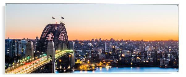 Sydney Dawn Panorama Acrylic by peter tachauer