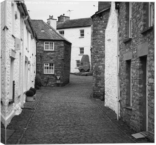Monochrome view of a street in the village of Dent Canvas Print by Richard Long