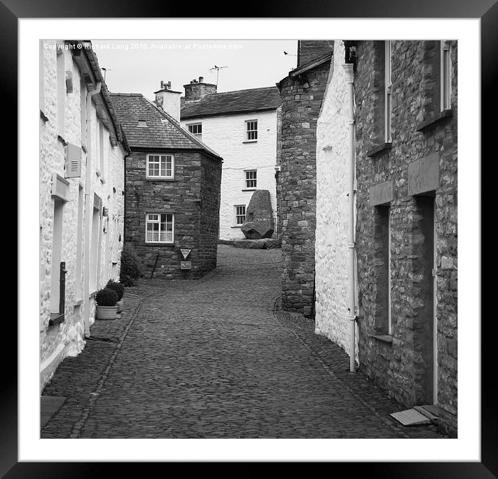 Monochrome view of a street in the village of Dent Framed Mounted Print by Richard Long