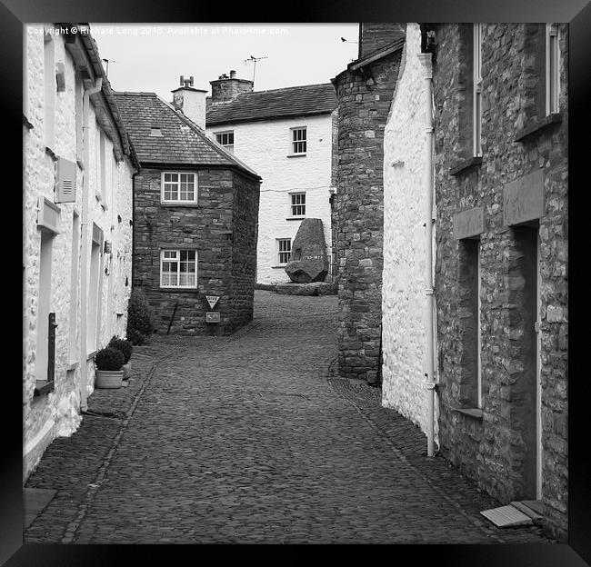 Monochrome view of a street in the village of Dent Framed Print by Richard Long