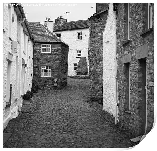 Monochrome view of a street in the village of Dent Print by Richard Long