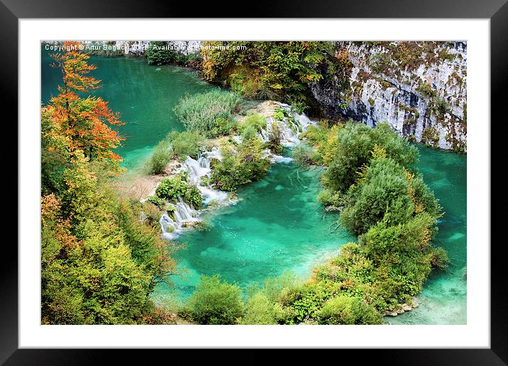 Lakes and Water Cascade from Above Framed Mounted Print by Artur Bogacki