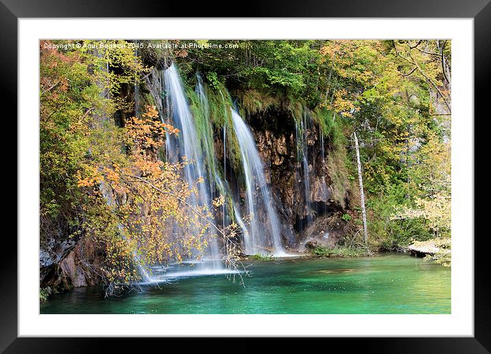 Autumn Waterfall with Turquoise Pool Framed Mounted Print by Artur Bogacki