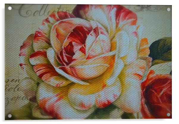  Large Textured Rose Flower Acrylic by Sue Bottomley