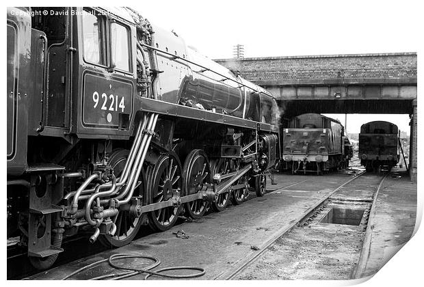  Locomotive 92214 Simmering In The Yard Print by David Birchall