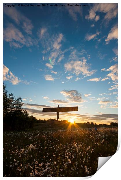 The Angel of the North at Sunset Print by David Graham