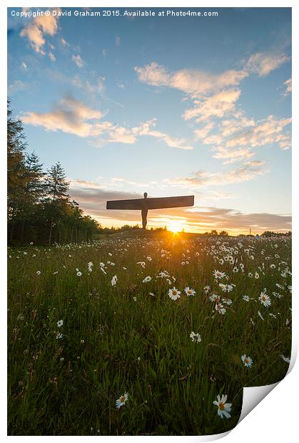 The Angel of the North at Sunset Print by David Graham