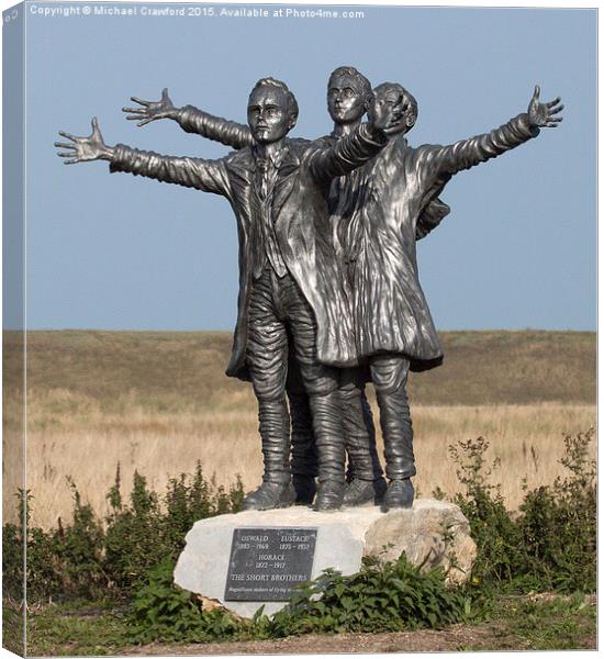  Short Brothers Statue, Shellness, Sheppey, Kent Canvas Print by Michael Crawford