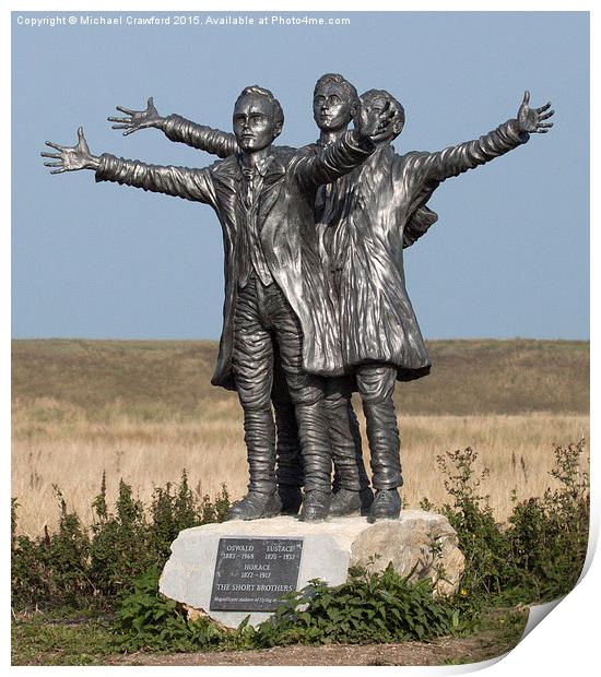  Short Brothers Statue, Shellness, Sheppey, Kent Print by Michael Crawford