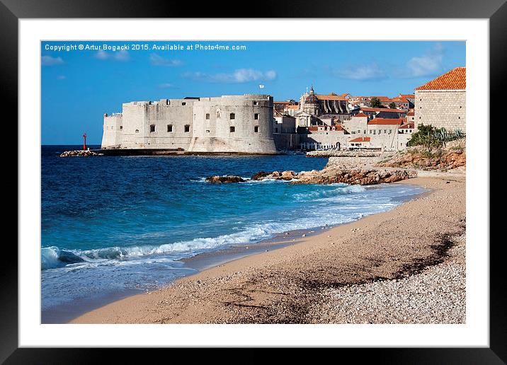 Dubrovnik Beach and Old City Framed Mounted Print by Artur Bogacki