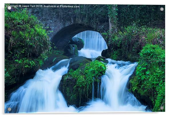 Rouken Glen Waterfall Acrylic by Jason Tait