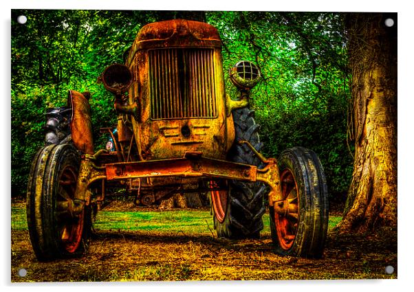 Rusty tractor HDR Acrylic by Gary Schulze