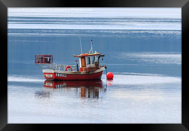 Small fishing boat moored on Loch fyne , Scotland Framed Print by Richard Long