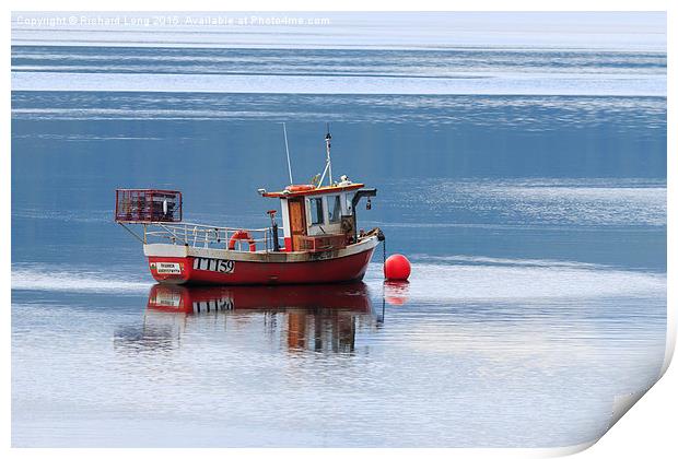 Small fishing boat moored on Loch fyne , Scotland Print by Richard Long